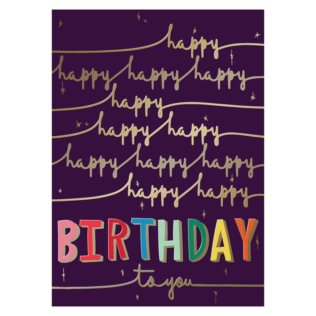 Cursive Happy Rainbow Birthday Greeting Card