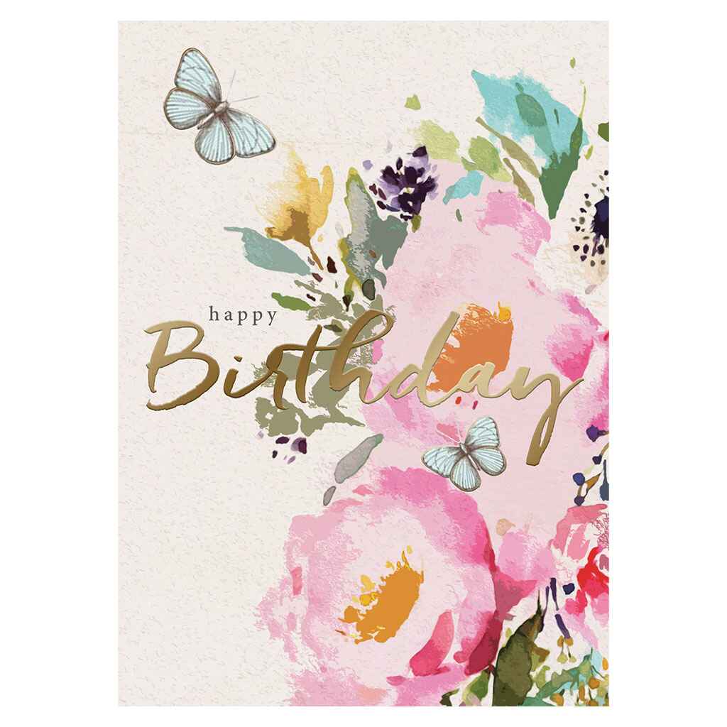 Artistic Flowers and Butterfly Greeting Card