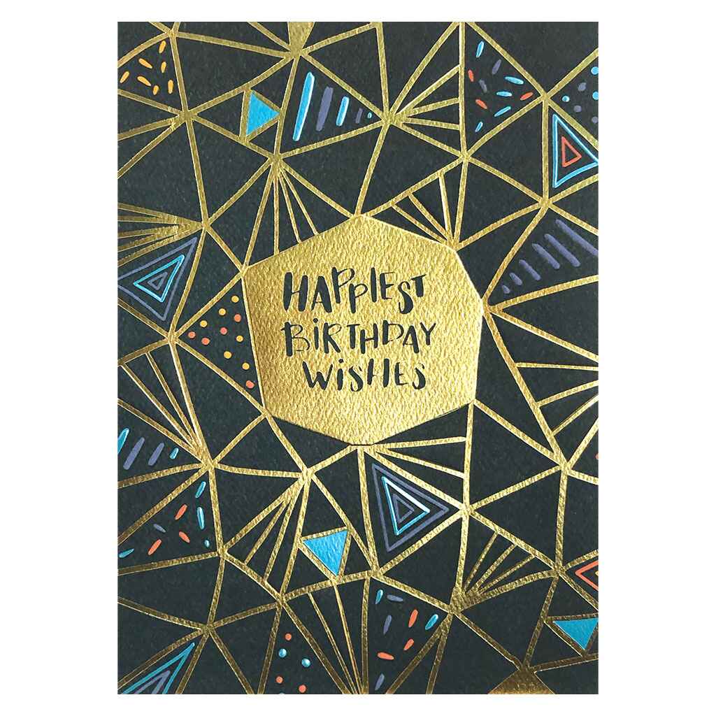 Happiest Birthday Wishes Navy Greeting Card