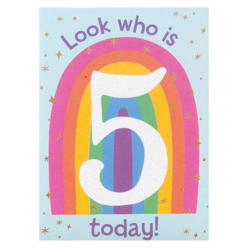 Cool Rainbow With Number 5 Greeting Card
