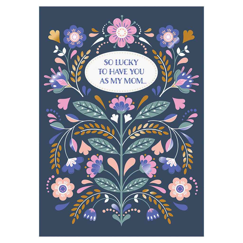 Folk Floral For Mom Greeting Card