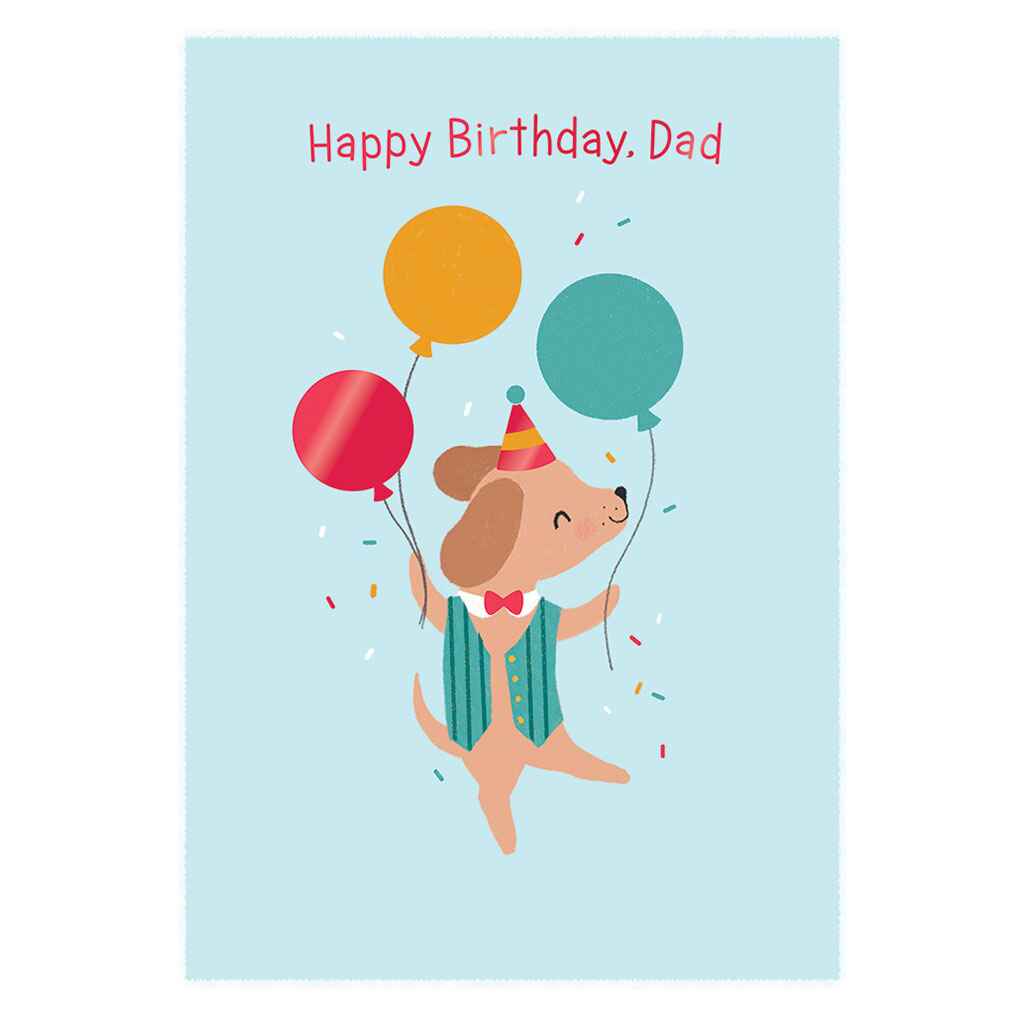 Cute Dog With Balloons Greeting Card