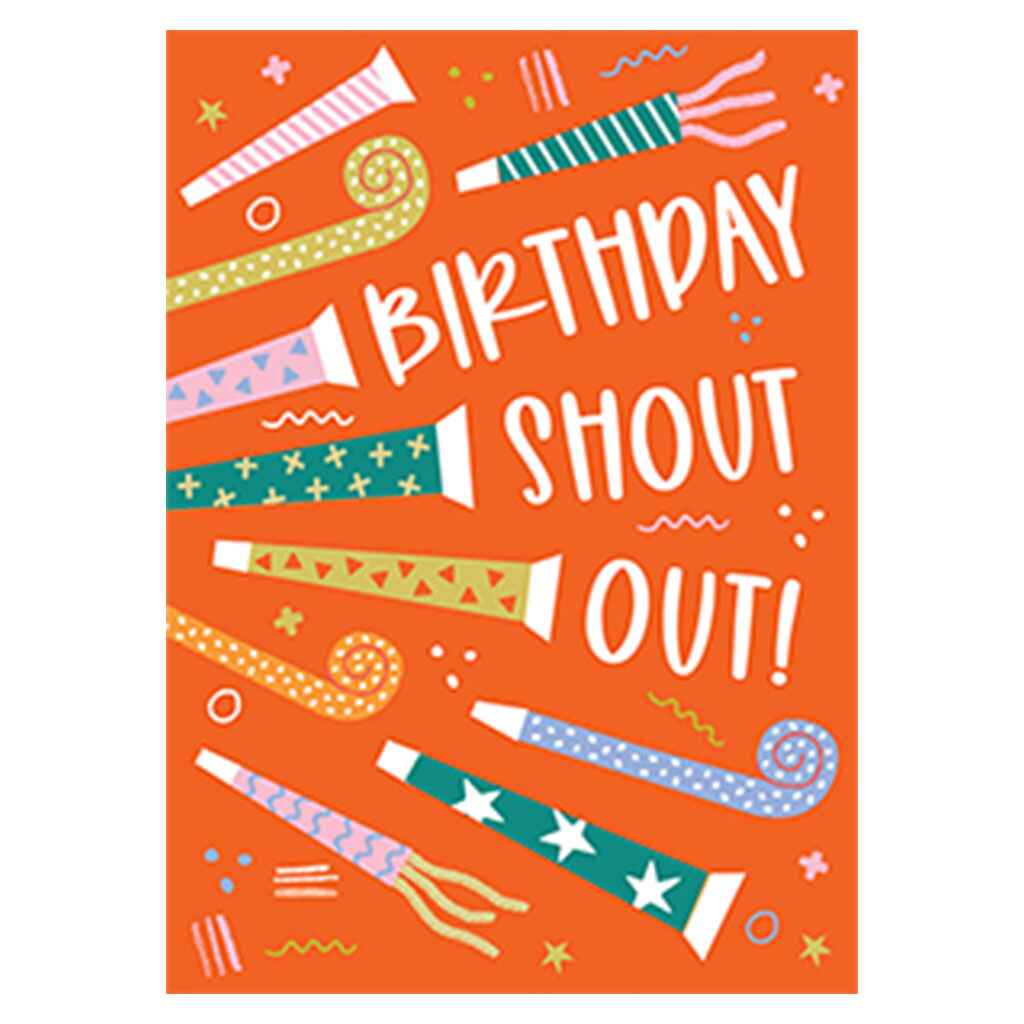 Retro Party Blowers Birthday Greeting Card