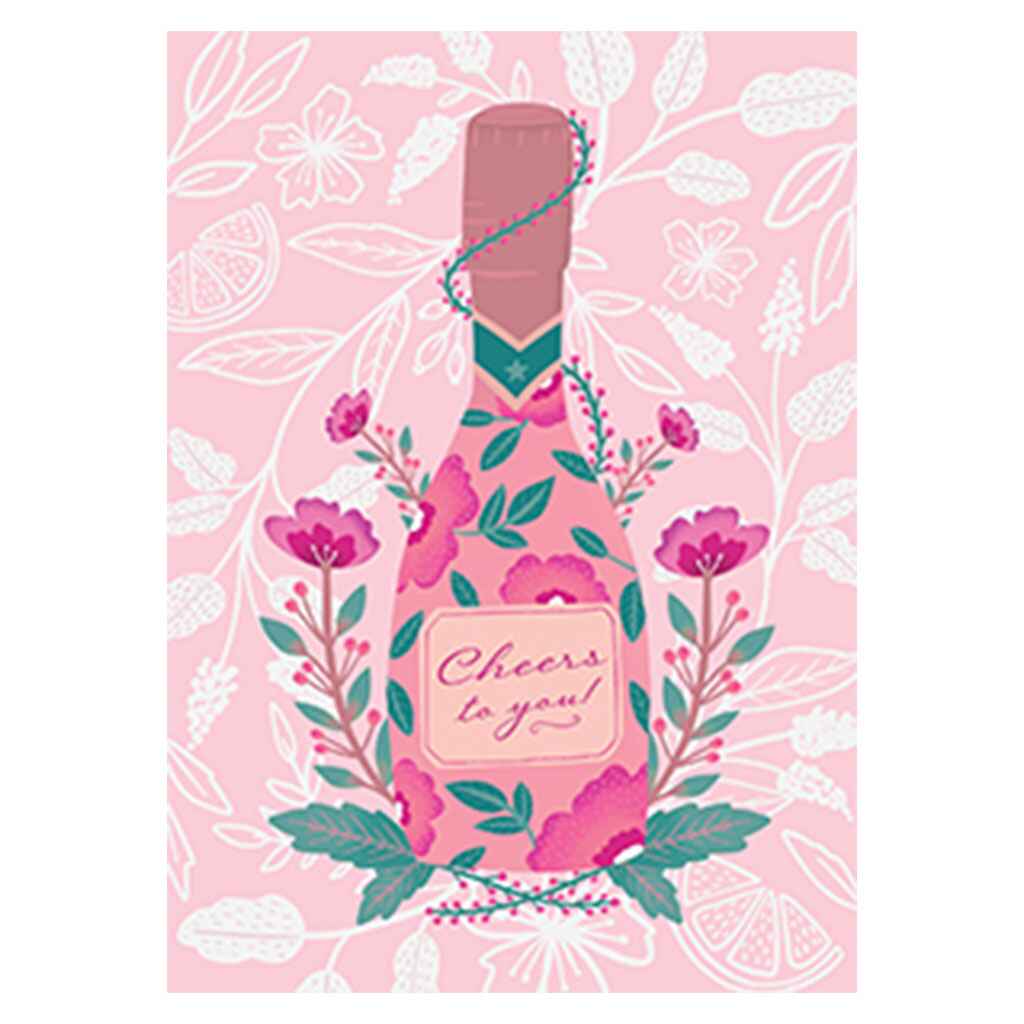 Pink Floral Bubbles Greeting Card