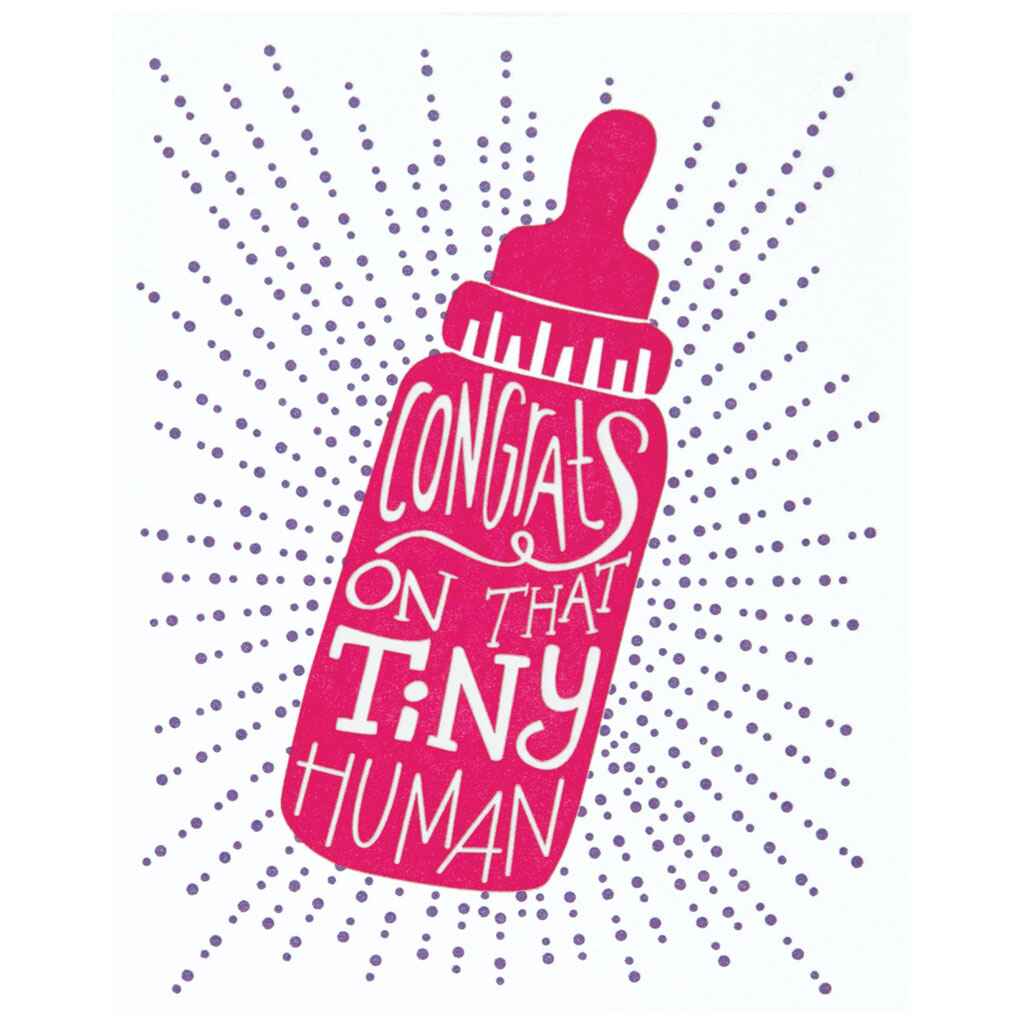 Typography Girl Bottle Greeting Card