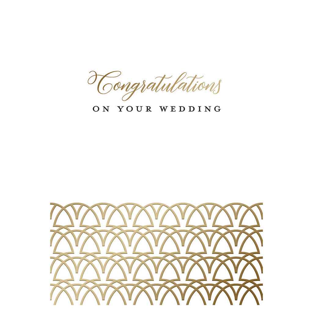 Wedding with Gold Scallops Greeting Card