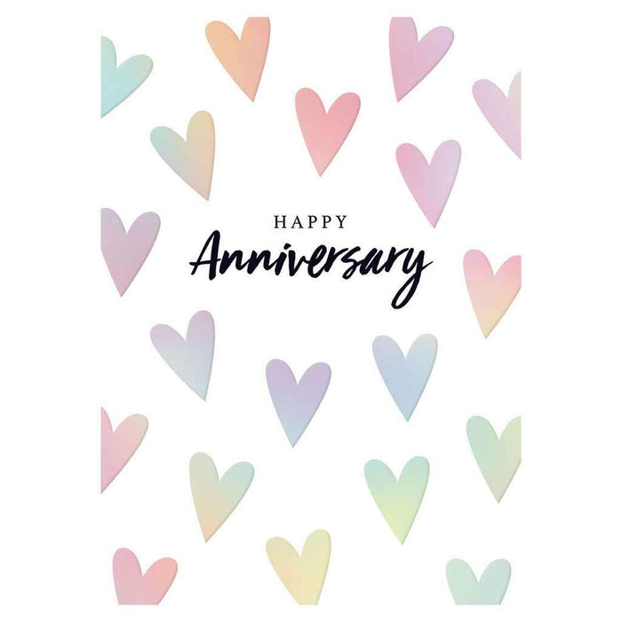 Anniversary Holo Hearts Greeting Card
