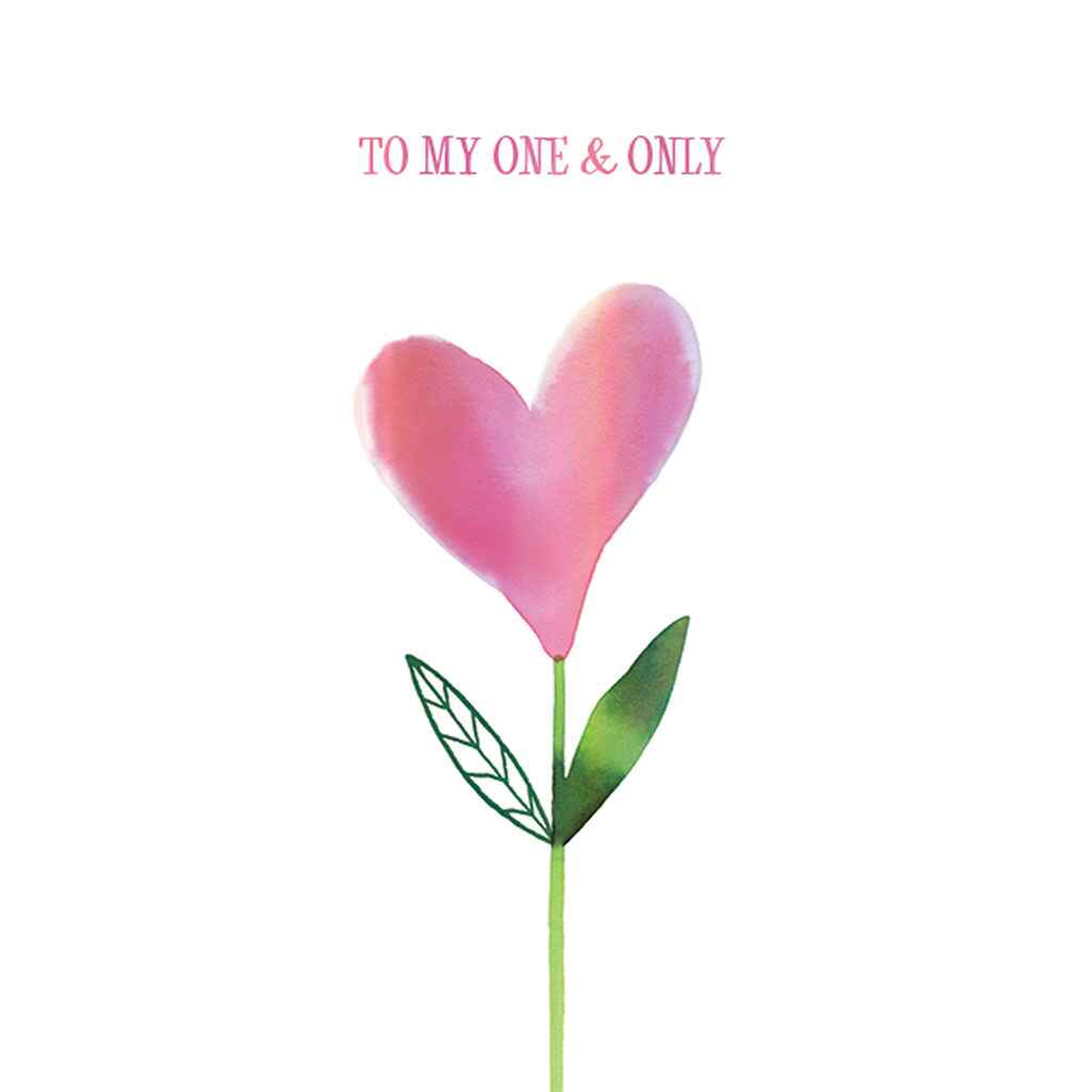 Pink Heart Flower Greeting Card