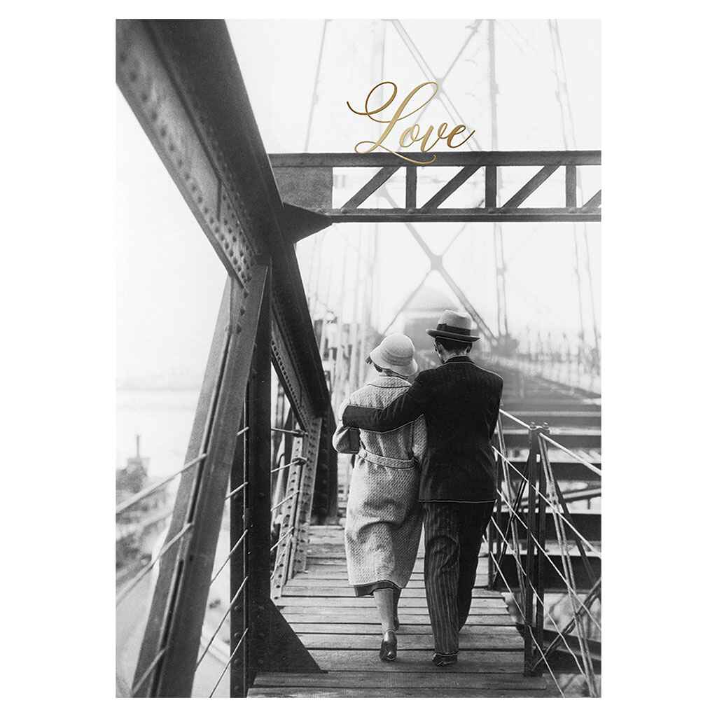 A Couple Walking on Bridge Greeting Card