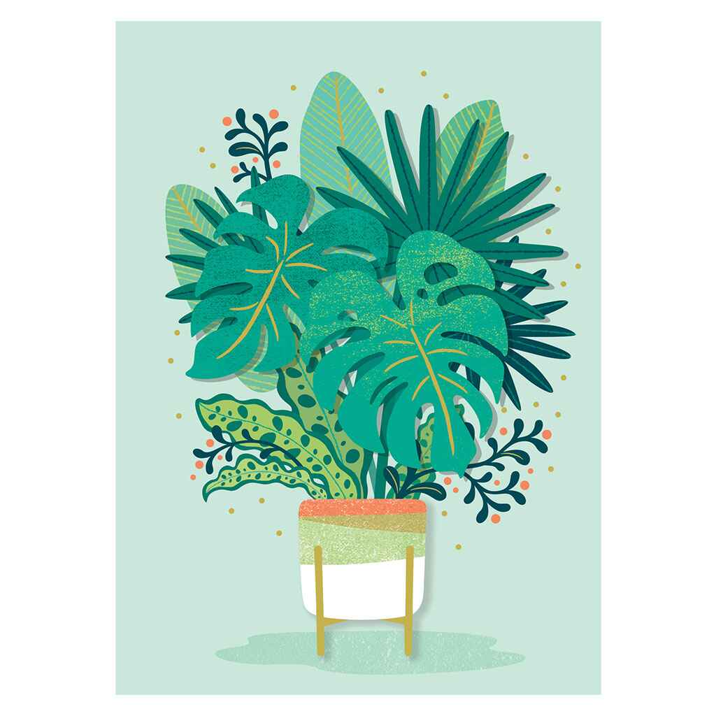Tropical Fronds in Pot Greeting Card