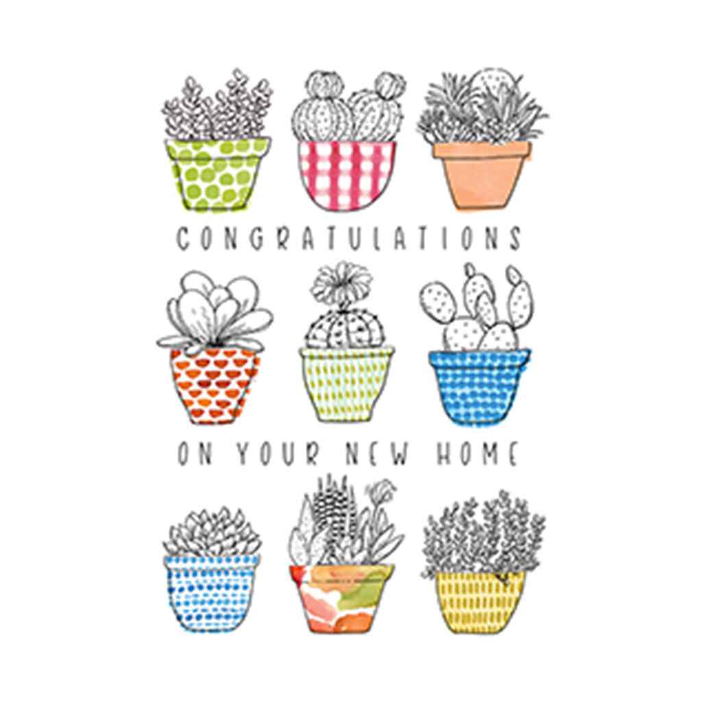 New Home Potted Plants Greeting Card