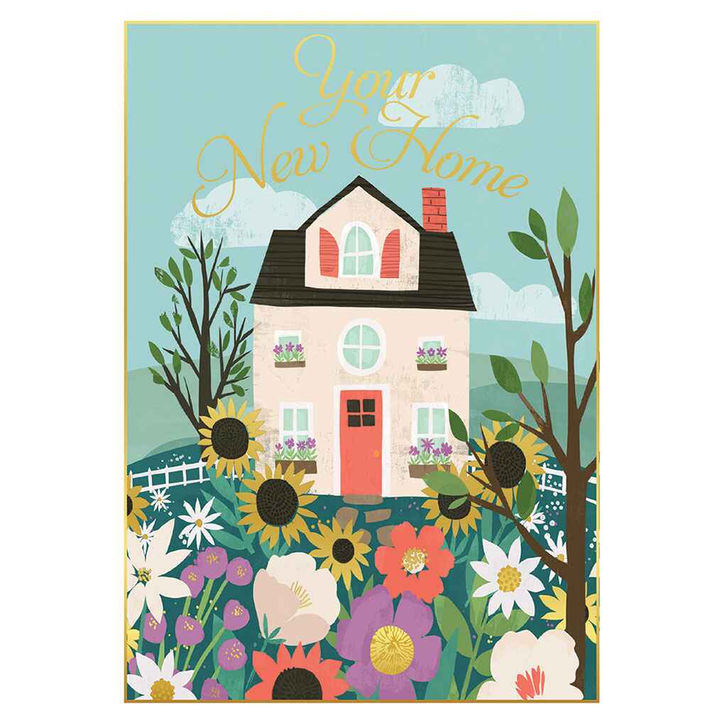 Beautiful Home With Flower Garden Greeting Card