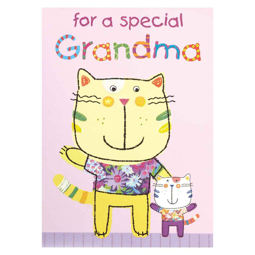 Grandma Cat with Kitten Greeting Card