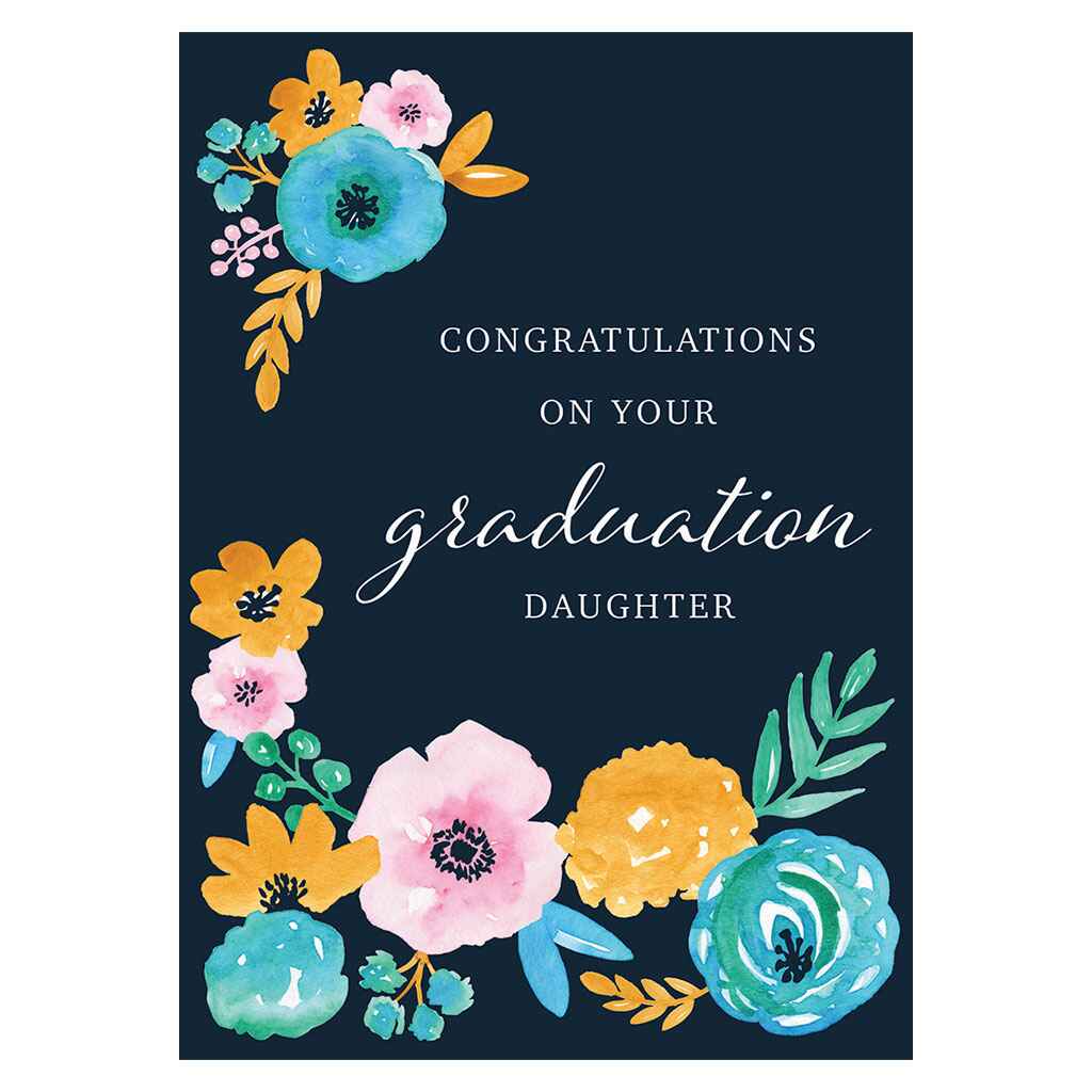 Scripted Grad with Flowers Greeting Card