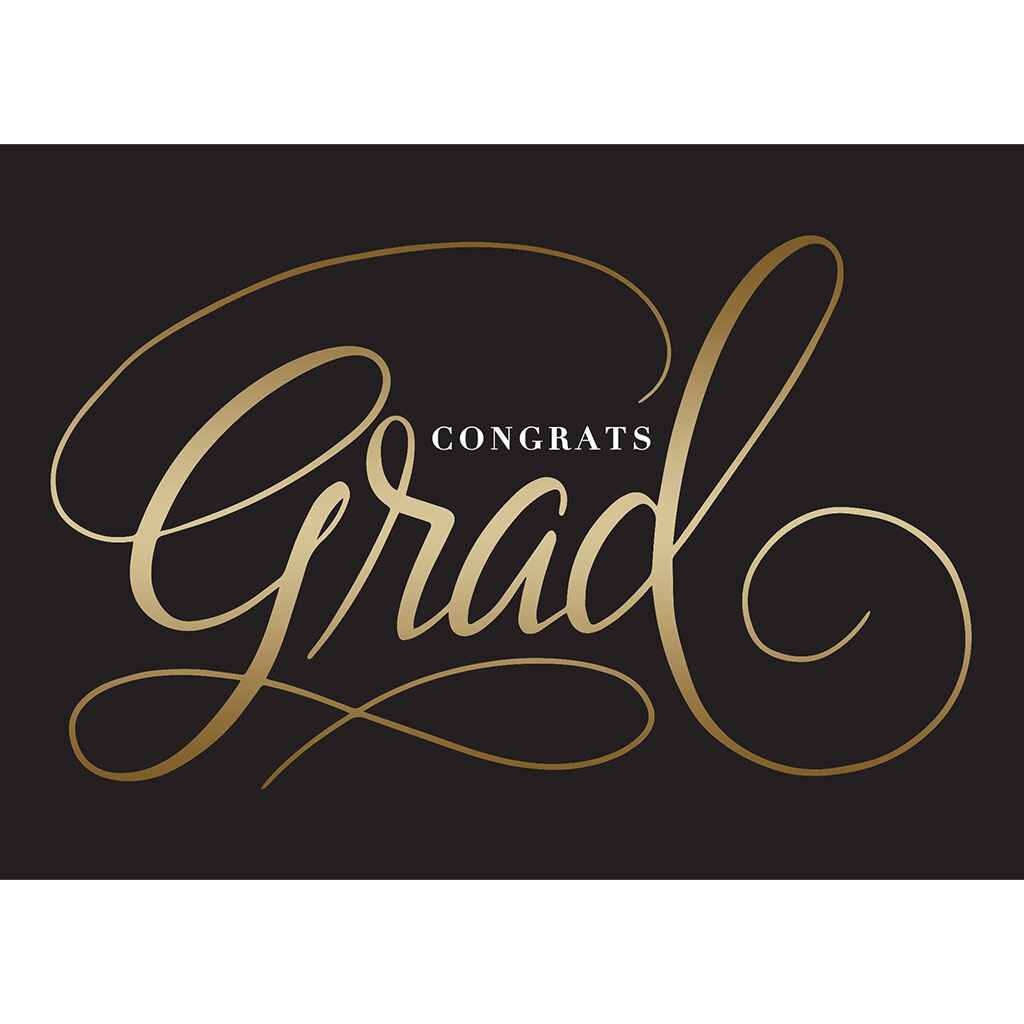 Black Background Gold Grad Greeting Card