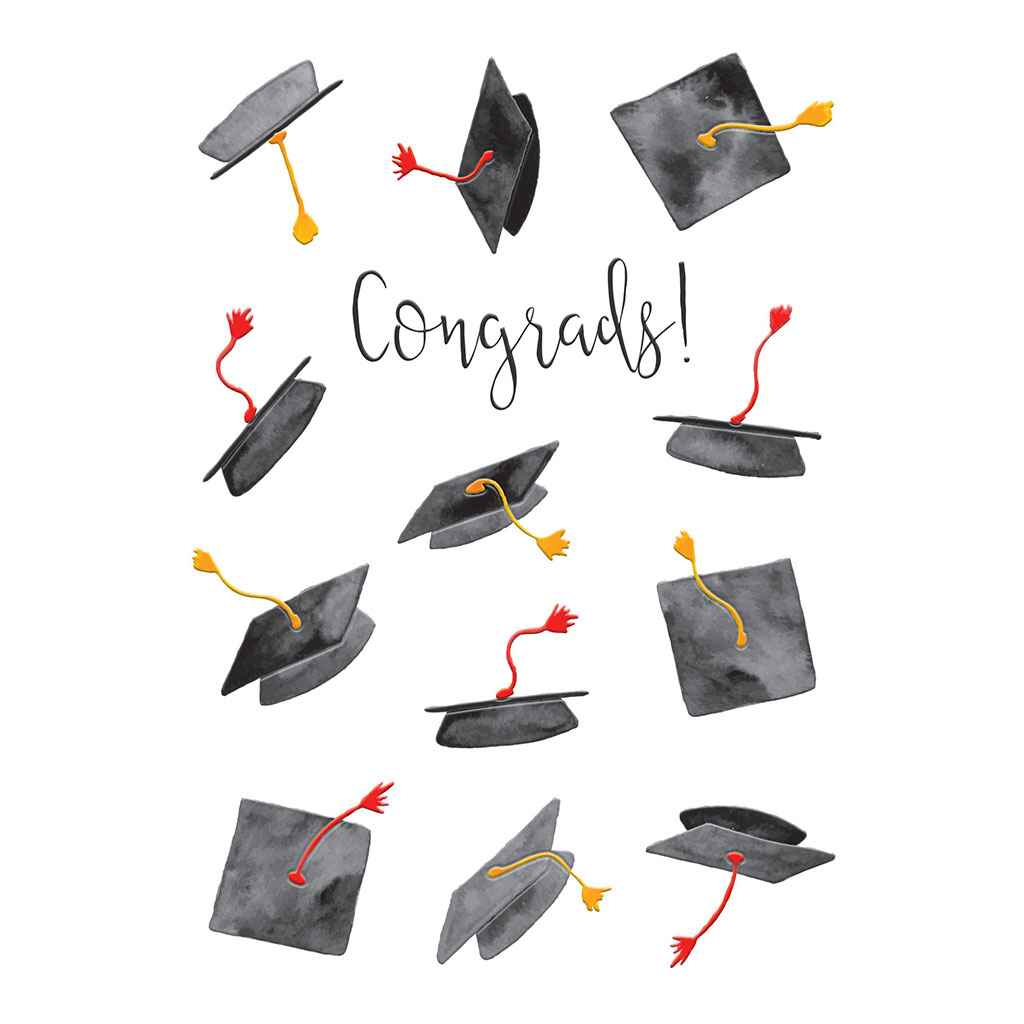 Congrads Flying Hats Greeting Card