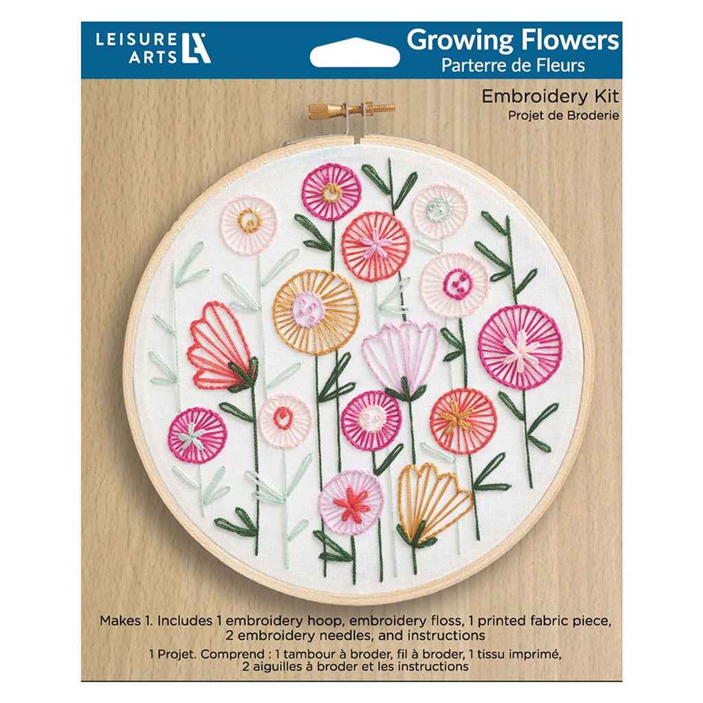 Leisure Arts Embroidery Kit 6in, Growing Flower