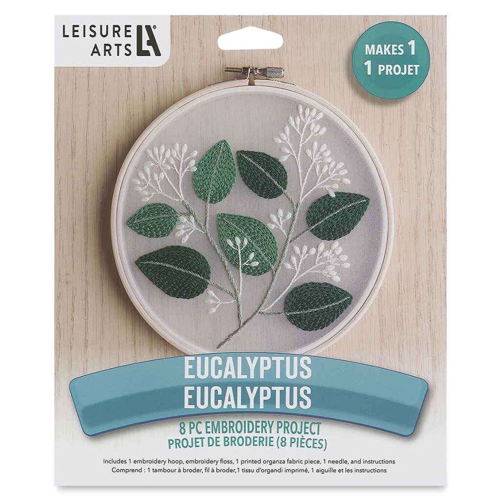 Leisure Arts Organza Embroidery Kit 6in, Eucalyptus