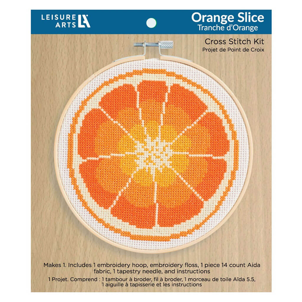 Leisure Arts Cross Stitch Kit 6in, Orange Slice