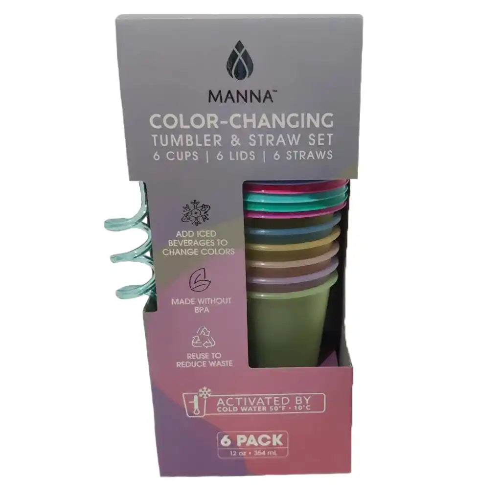 6pc 12oz Color Changing Tumblers with Lid and Crazy Straw