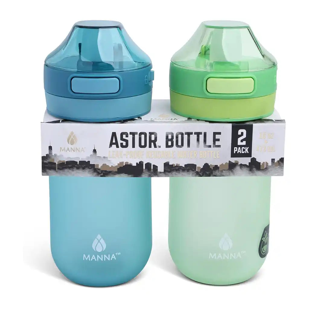 Set Of 2 16oz Astor Leak Proof Bottle, Ophelia and Lime