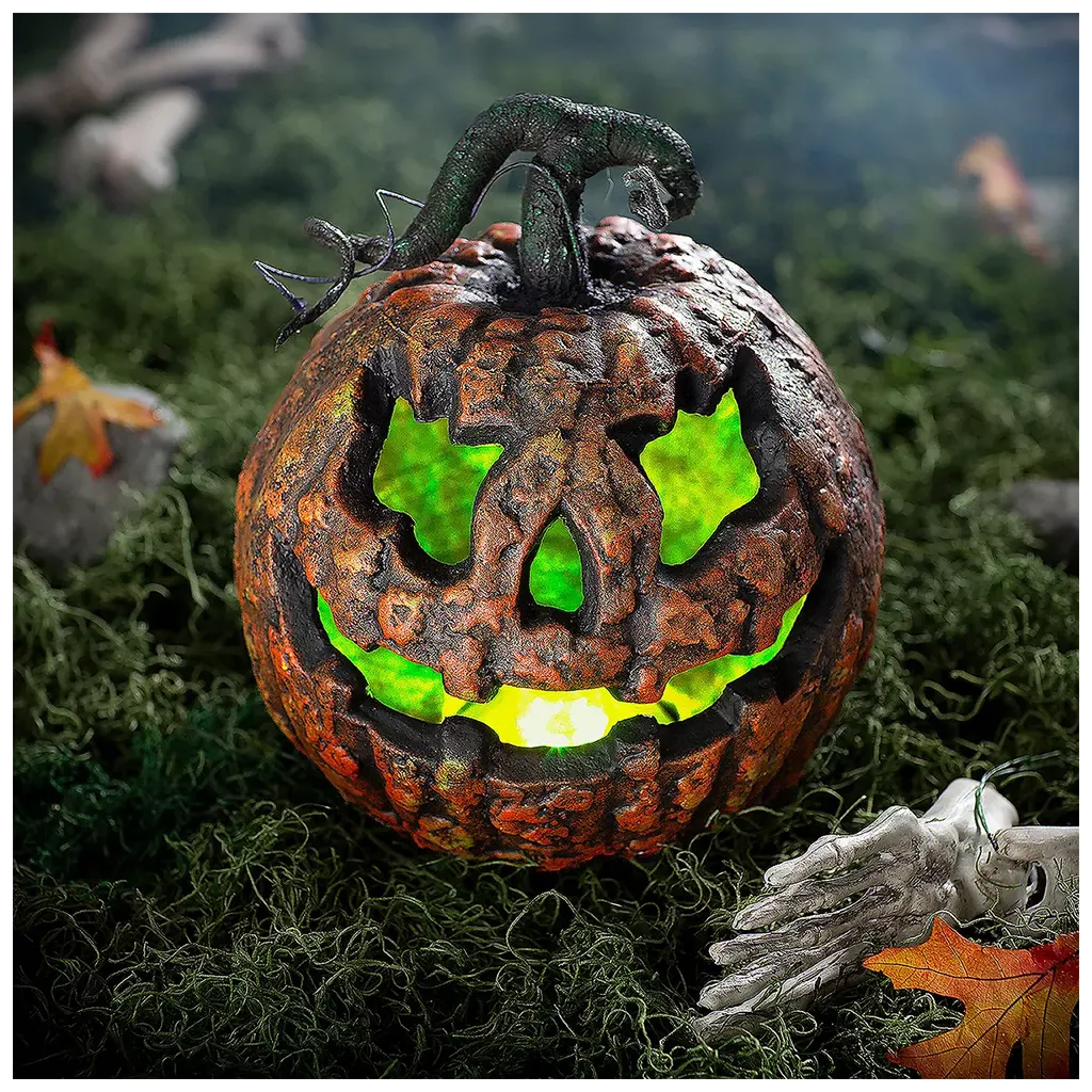 Foam Pumpkin with Lights and Sound, 10-3/4in x12-1/4in