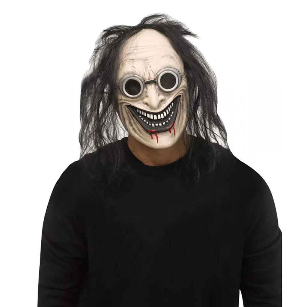 Mad Scientist Mask with Hair, Black