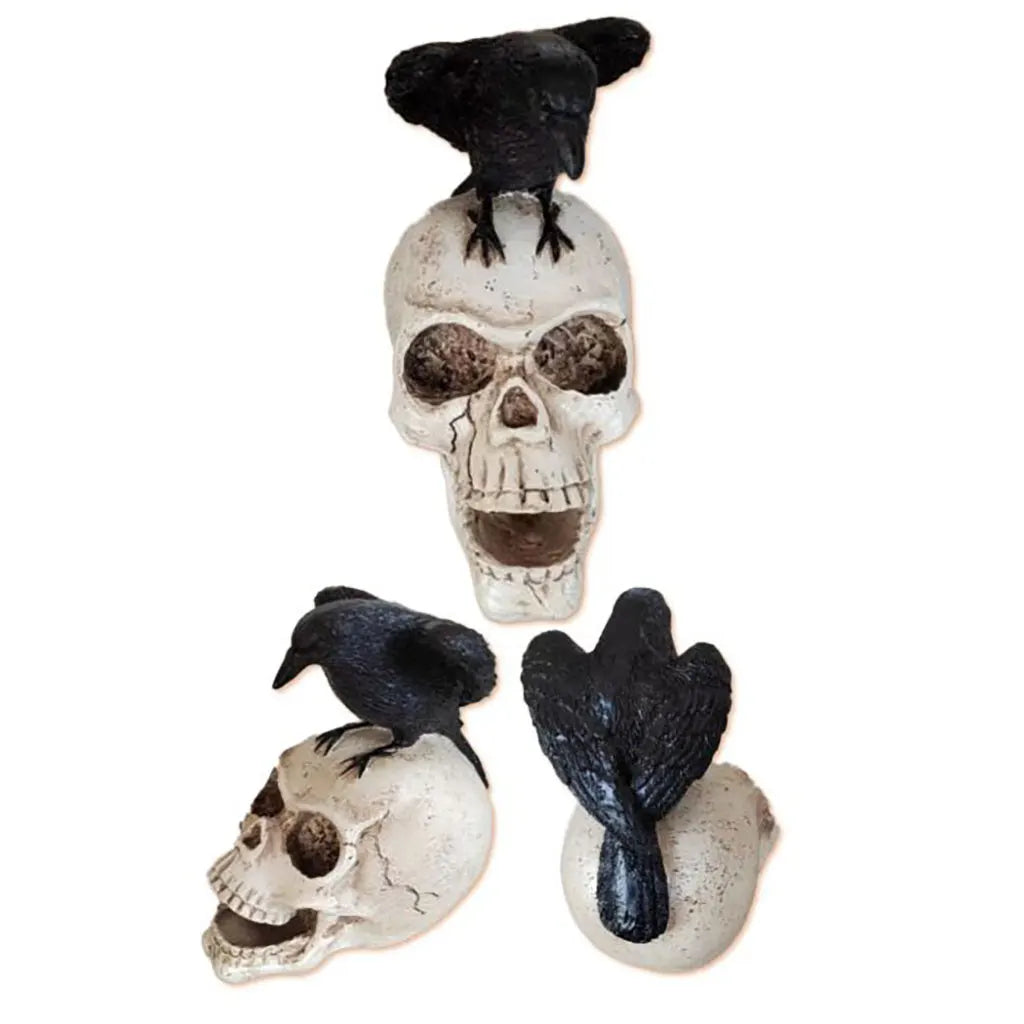 Hh Skull &amp; Raven Decor, 4.75in