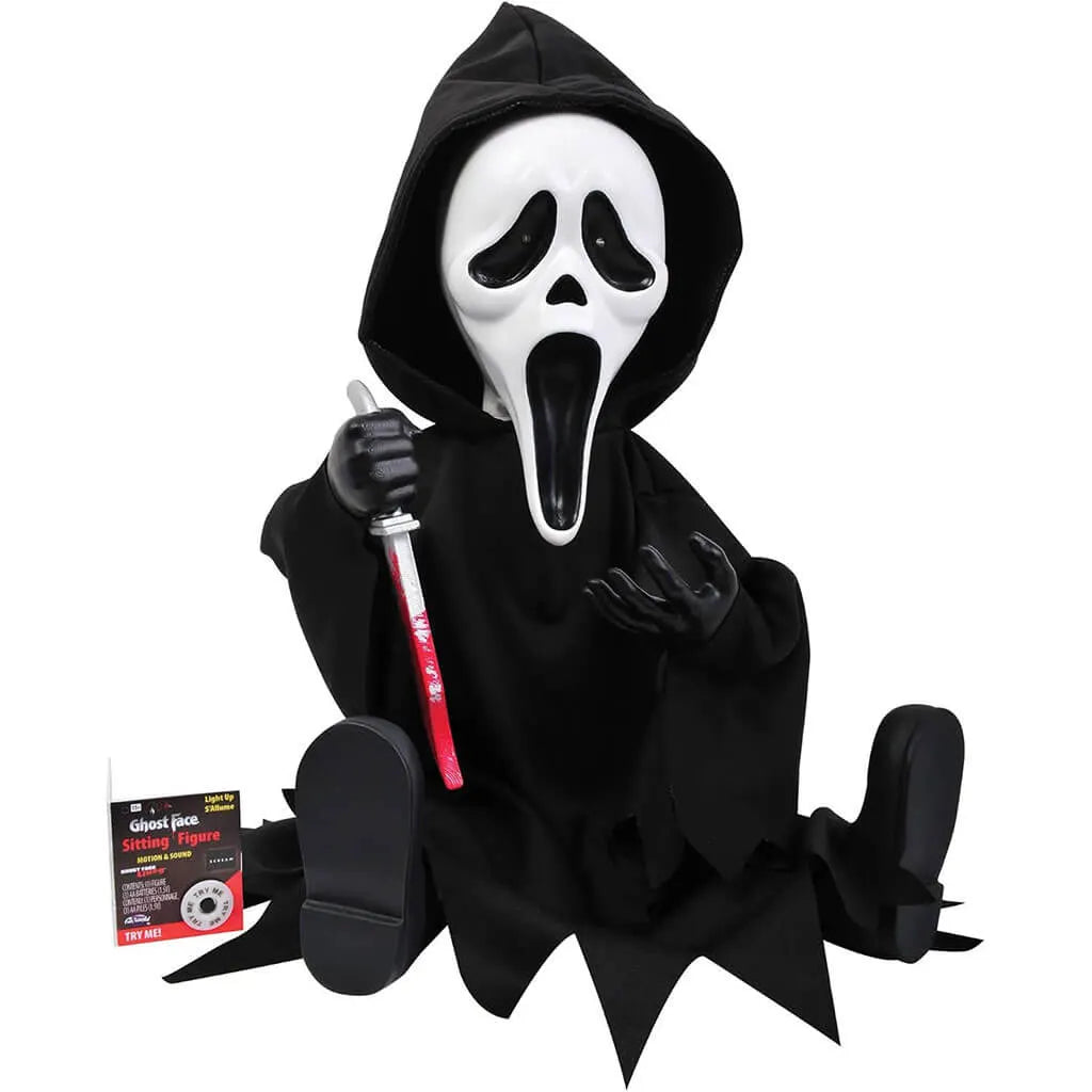 Ghost Face Light Up Animated Sitting Figure, 11in