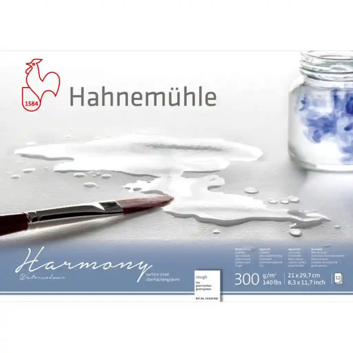 Harmony Watercolour, 300Gsm, Rough A4, 4-Side Glued, 12Sheets/Block