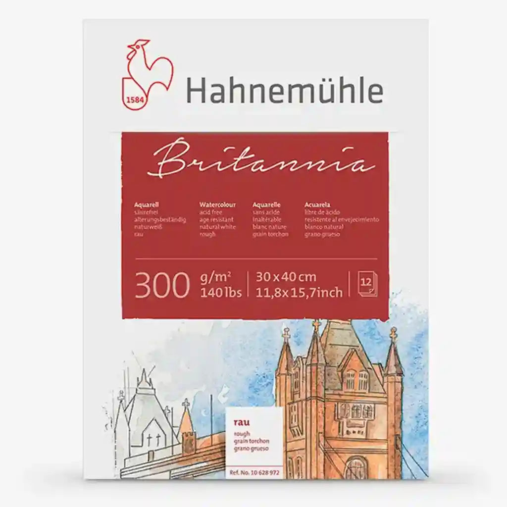 Watercolourblock &quot;Britannia&quot; Rough 300Gsm, 30 x 40cm, 12 Sheets