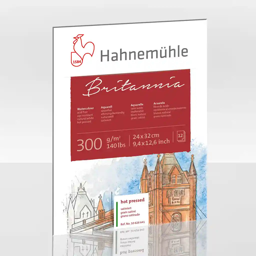 Watercolourblock &quot;Britannia&quot; 300Gsm 30 St 24 x 32cm, 12 Sheets, Hot Pressed