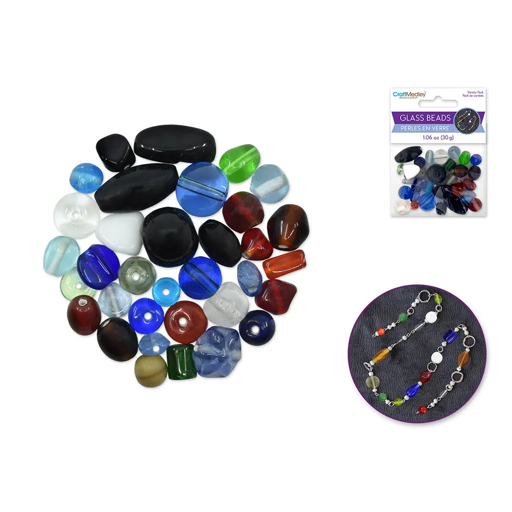 Glass Beads: 8-14mm Handmade Lampwork Mix-Pack  30grm Multi-Mix