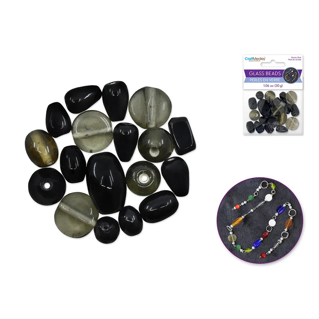 Glass Beads: 8-14mm Handmade Lampwork Mix-Pack  30grm Opal