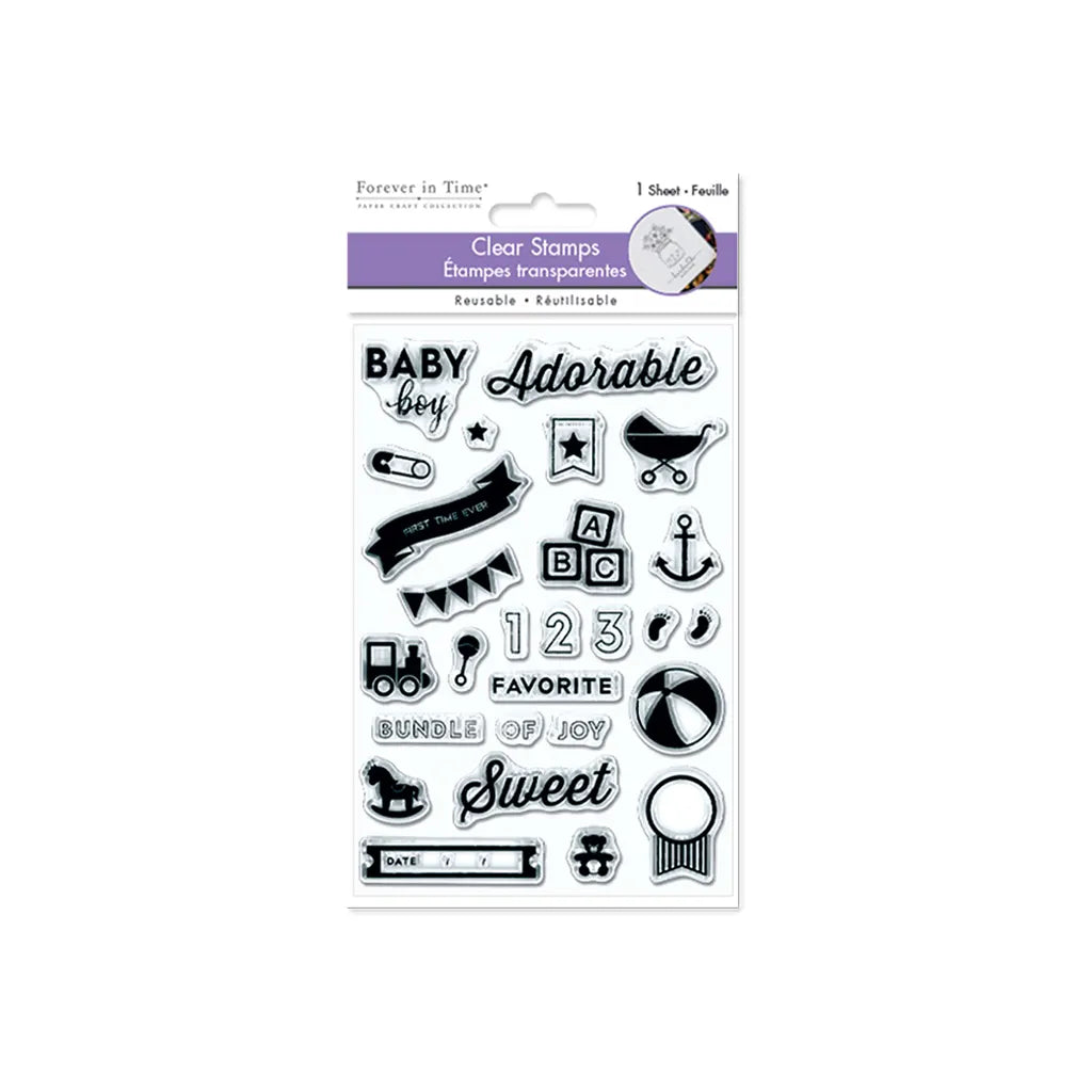 Clear Stamps: 4.3"x6.3" Reusable 03) Baby Boy