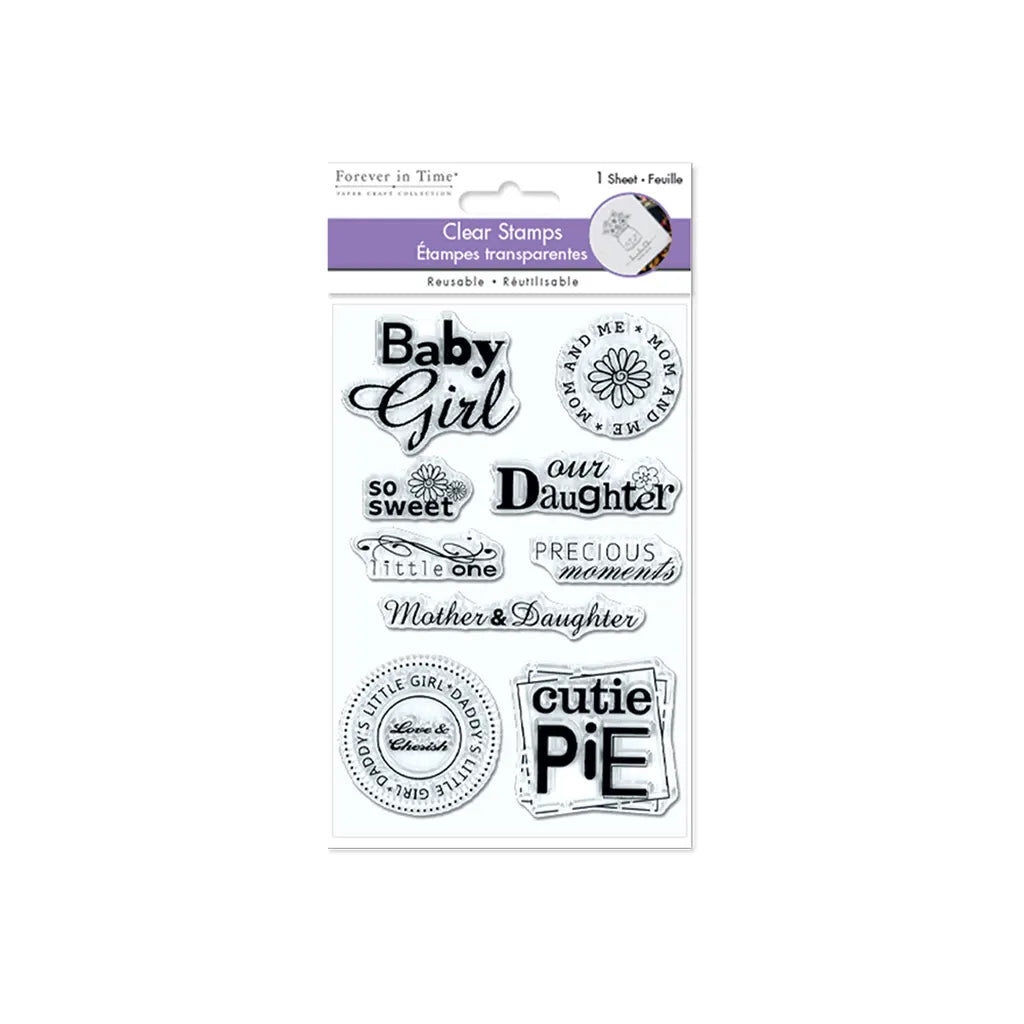 Clear Stamps: 4.3"x6.3" Reusable 05) Baby Girl