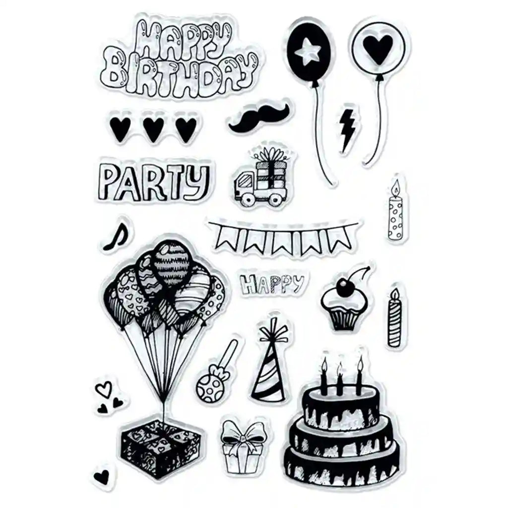 Clear Stamps: 4.3"x6.3" Reusable Q) Happy Birthday