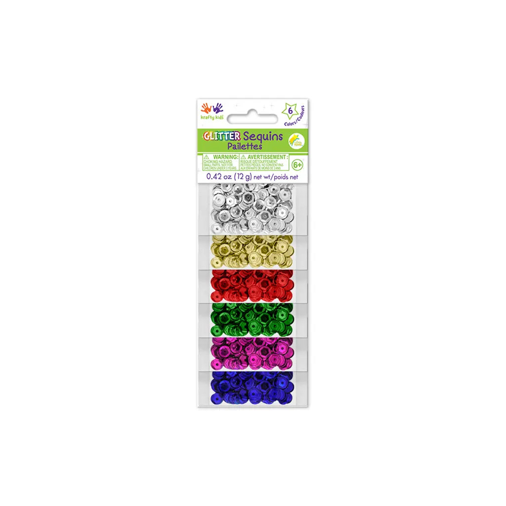 Krafty Kids: 12g Glitter Sequins (6ea x 2g) 6mm Cup Glam