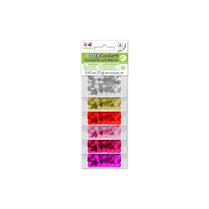 Krafty Kids: 12g Glitter Confetti (6ea x 2g) 8mm Hearts Medley