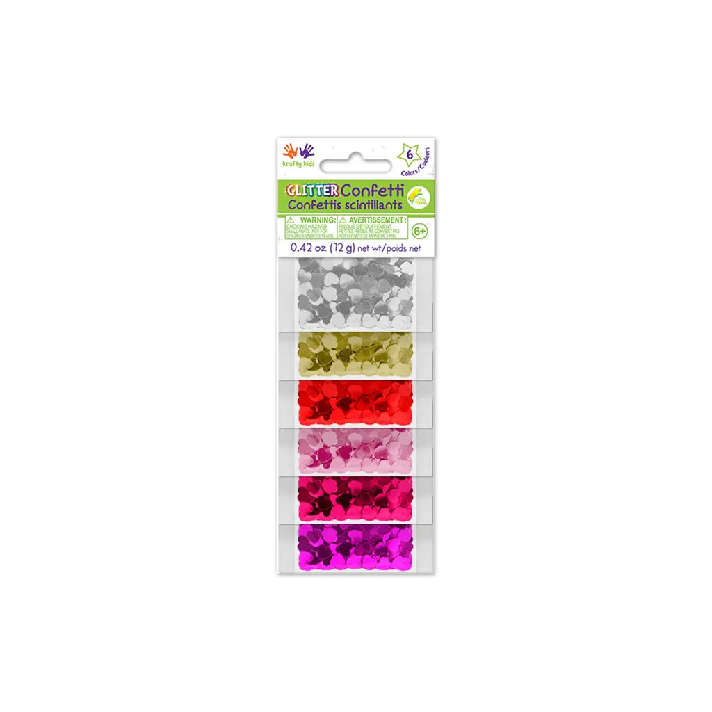 Krafty Kids: 12g Glitter Confetti (6ea x 2g) 8mm Hearts Medley