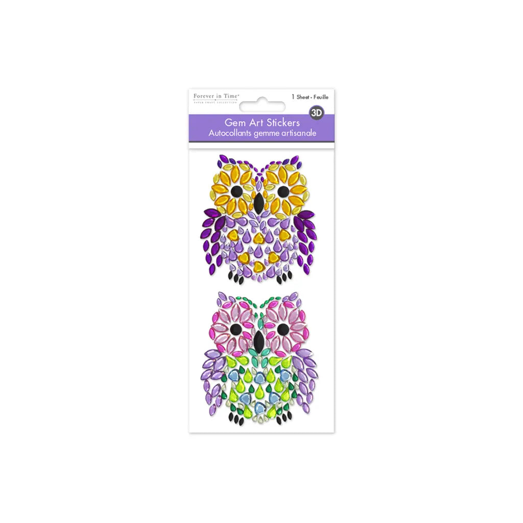 Paper Craft Sticker: 7.9"x3.9" Gem Art Owl