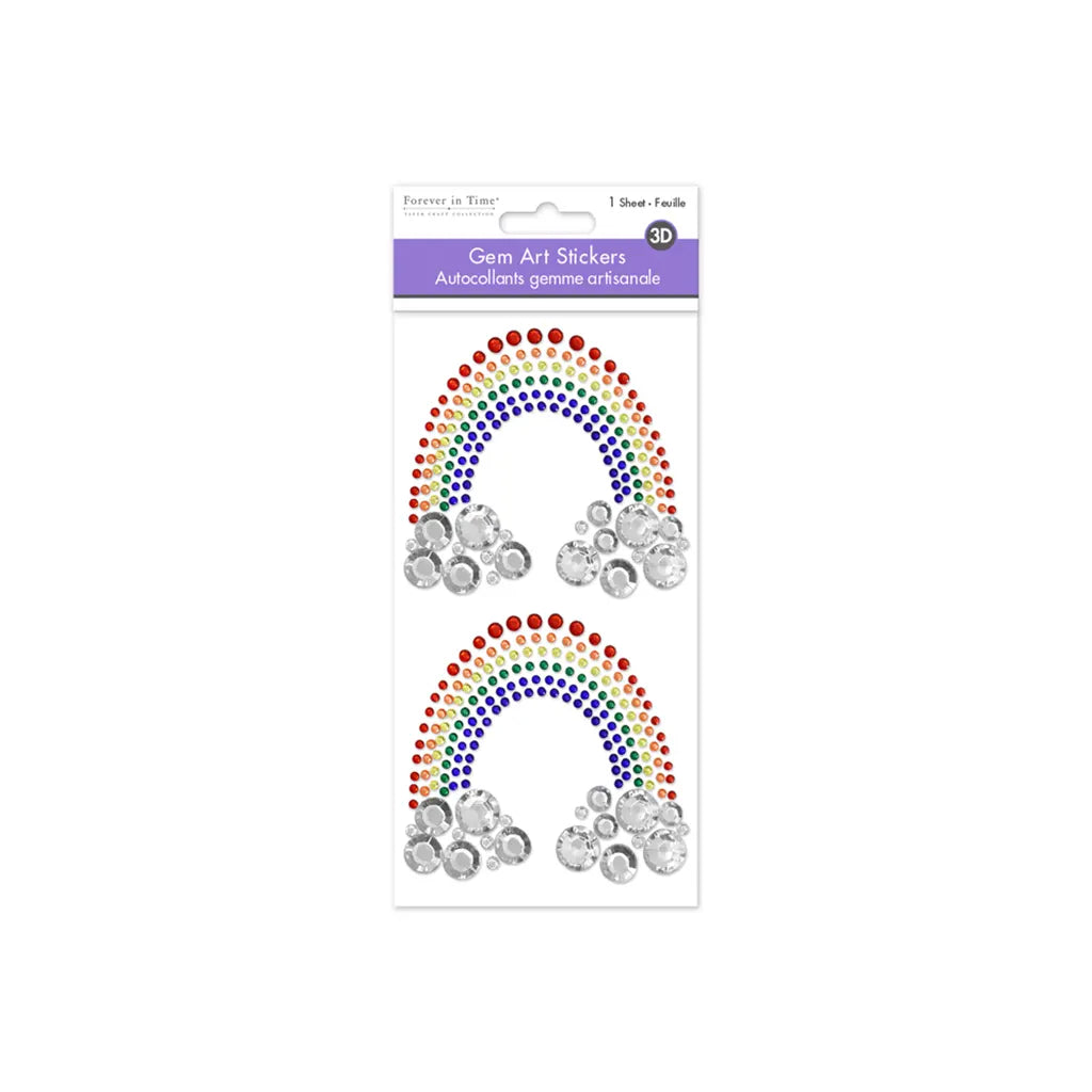 Paper Craft Sticker: 7.9"x3.9" Gem Art Rainbow