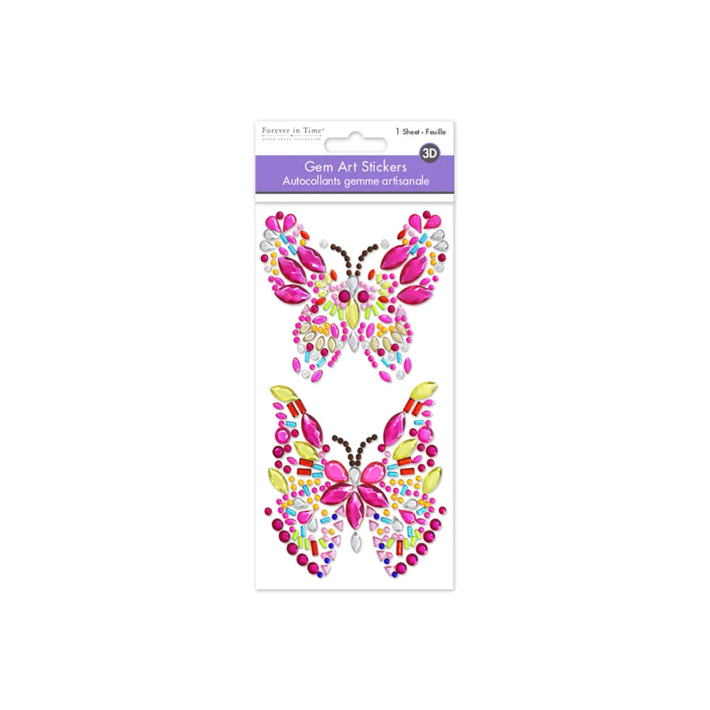 Paper Craft Sticker: 7.9"x3.9" Gem Art Butterfly