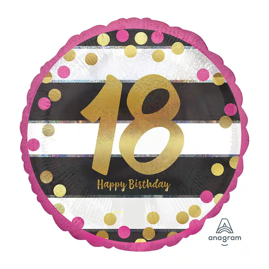 Pink &amp; Gold Milestone &quot;18&quot; Foil Balloon, 18in