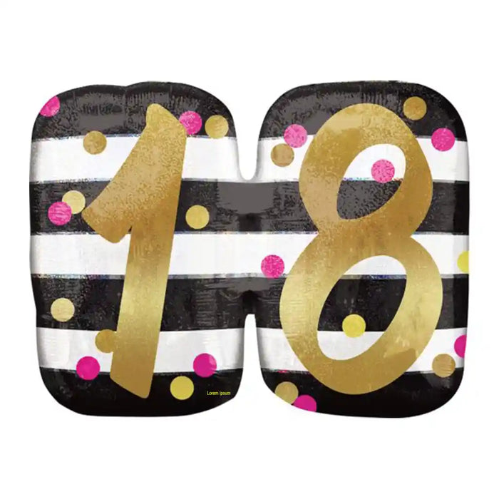 Pink & Gold Milestone "18" Foil Balloon, 25in