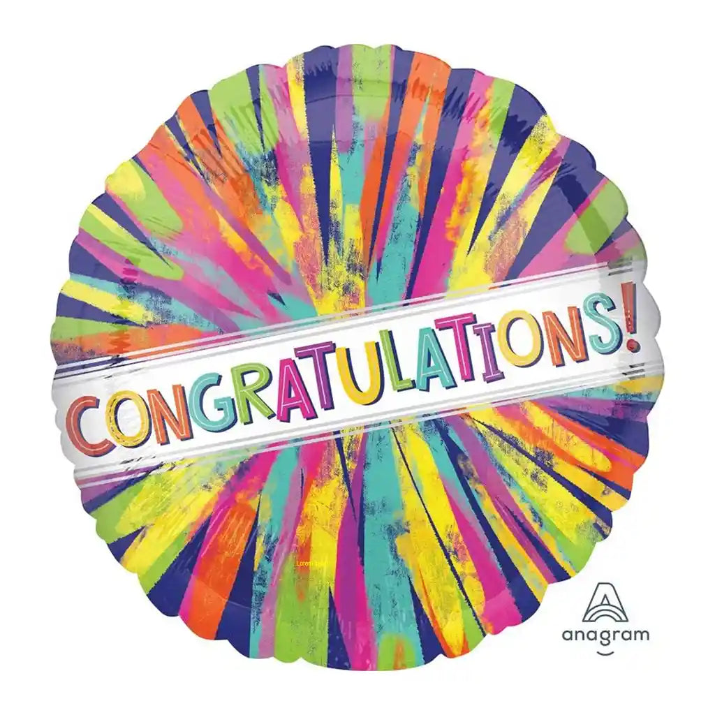 Congrats Painterly Burst Foil Balloon, 18in
