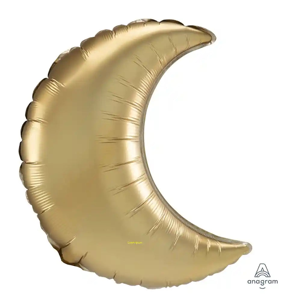 Gold Sateen Crescent Super Shape Balloon, 26in