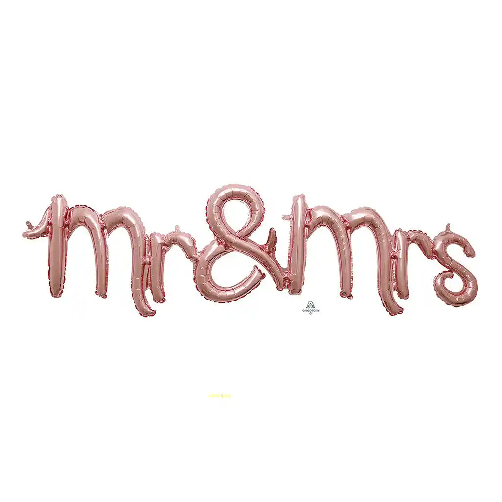 Mr &amp; Mrs Script Phrase Rose Gold, 51in
