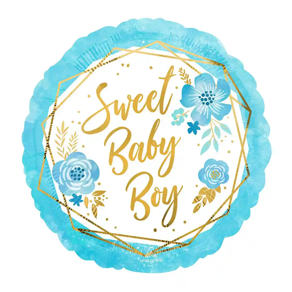 Baby Boy Floral Geo Foil Balloon, 18in