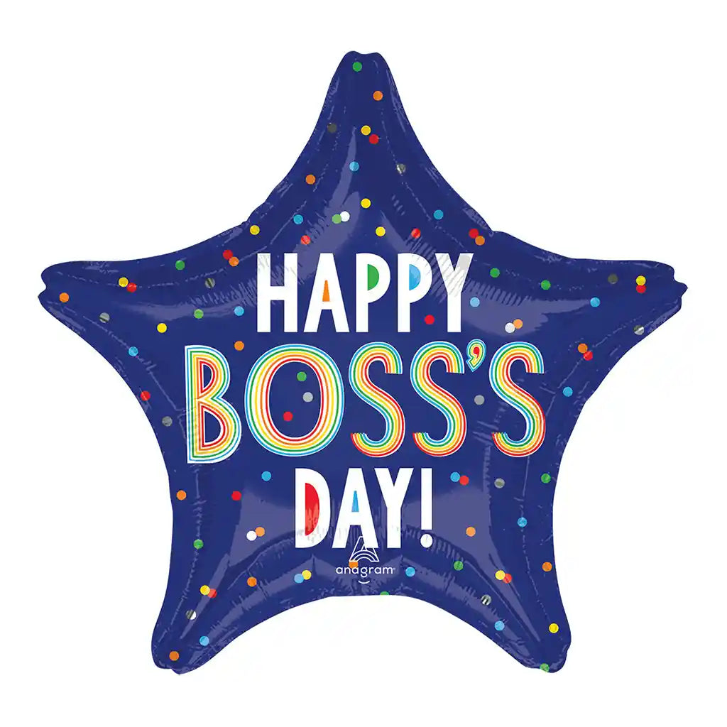 Boss's Day Colorful Dots Star Foil Balloon, 19in